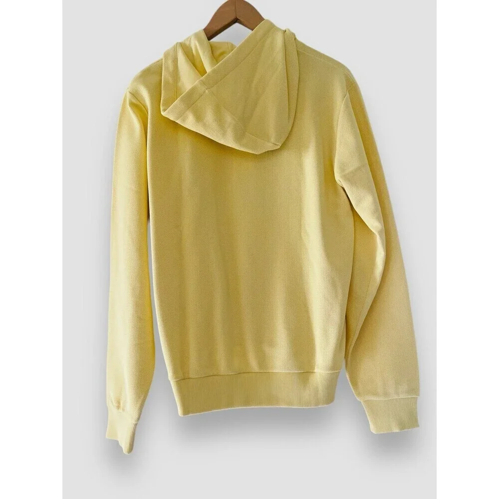 Lacoste Embroidered Logo Piqué Fleece Cotton Blend Hoodie Size S Yellow NWT